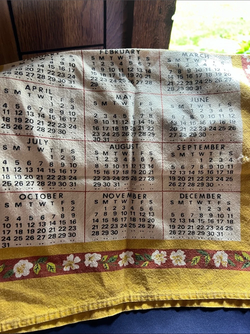 Vintage 1976 Calendar Tea Towel with Country Barn Illustration